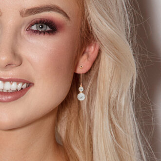 Duo Earrings Duo Crystal Black Silver 925 Roze Vergulde - Pure Crystal Zilver