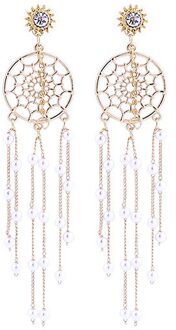 DUOJIAOYAN Geometrische ronde oorbellen vrouwelijke lange overschat metalen parels oorbel accessoires voor meisjes