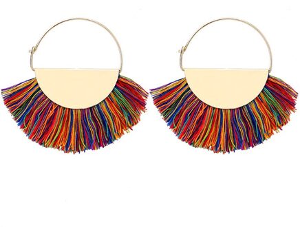 DUOJIAOYAN Handgemaakte Bohemian Etnische Stijl Cirkel Oorbellen Eur-Amerika Meisjes Exaggerates Oorbel Voor Vrouwen TEH22-2