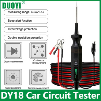 DUOYI DY18 Car Circuit Tester Power Probe Automotive Diagnostic Tool 12V 24V Electrical Current Track Locate Short Circuits