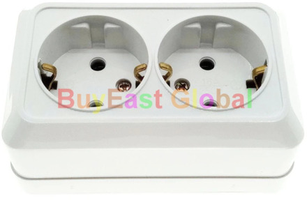 Duplex 2 Way EU Schuko (Type F) Surface Wall Mount Power Socket AC 250V 16A CE Cert