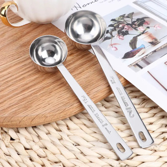 Durable 15/30 ml Long Handle Measuring Scoop Cup Stainless Steel Tablespoon Measuring Spoon Kitchen Accessories