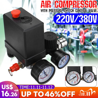 Durable 240V/380V Regulator Duty Air Compressor Pump Pressure Control Switch Air Pump Control Valve 7.25-125 PSI with Gauge