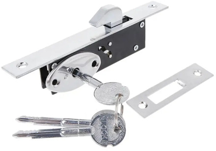 Durable Aluminum Alloy Sliding Door Hook Lock Cross-shaped Key Bolt Locks For Framed Glass Door