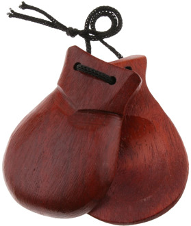 Durable Wooden Clapper Castanet Hand Percussion Instrument Brown 8x5.5x2cm