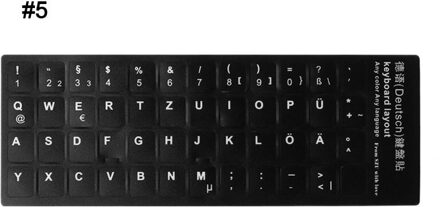 Durablerussian/Frans/Spaans/Japans/Duits/Arabisch/Koreaanse/Italiaanse Toetsenbord Taal Sticker Zwarte Achtergrond met German