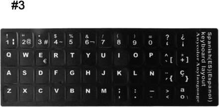 Durablerussian/Frans/Spaans/Japans/Duits/Arabisch/Koreaanse/Italiaanse Toetsenbord Taal Sticker Zwarte Achtergrond met Spanish