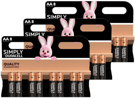 Duracell 24x Duracell AA Simply batterijen alkaline Lr6 Mn1500 1.5 V - Penlites AA batterijen