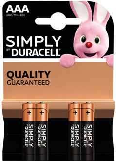 Duracell 4x Duracell AAA Simply batterijen alkaline LR03 MN2400 1.5 V Multi