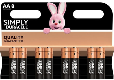 Duracell 8x Duracell AA Simply batterijen alkaline LR6 MN1500 1.5 V - Penlites AA batterijen