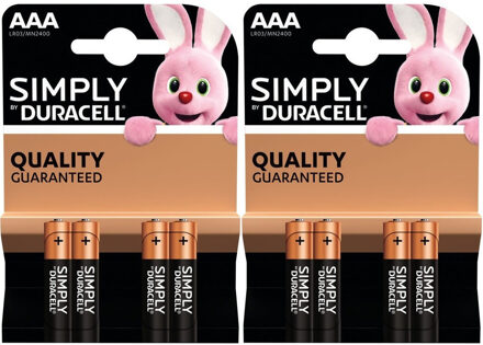 Duracell 8x Duracell AAA Simply batterijen alkaline LR03 MN2400 1.5 V - Minipenlites AAA batterijen