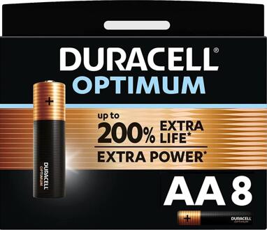 Duracell Alka Optimum AA-batterijen 8 stuks