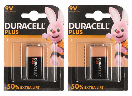 Duracell batterij - 2x - 9 volt blok - batterijen - high energy / 9V blokken