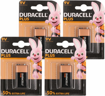 Duracell batterij - 4x - 9 volt blok - batterijen - high energy / 9V blokken