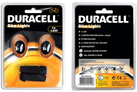 Duracell Fietslichtenset voor & achter Zwart - One size