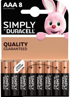 Duracell Set Van 8x Duracell Aaa Simply Batterijen 1.5 V - Alkaline - Lr03 Mn2400 - Batterijen Pack