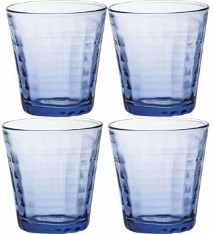 Duralex 4x Drinkglazen/waterglazen blauw Prisme 220 ml - Drinkglazen