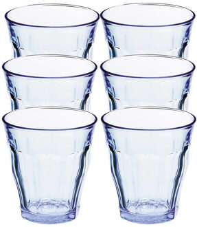 Duralex 6x Drinkglazen/waterglazen blauw Picardie hardglas 22 cl
