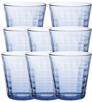 Duralex 8x Drinkglazen/waterglazen blauw 275 ml Prisme - Drinkglazen