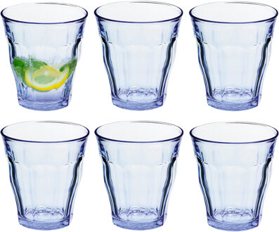 Duralex Drinkglazen - 6x - blauw - 220 ml - Picardie - waterglazen - glazen
