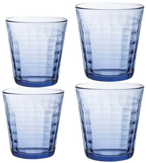 Duralex Drinkglazen/waterglazen blauw Prisme set 220/275 ml 24-delig - Drinkglazen