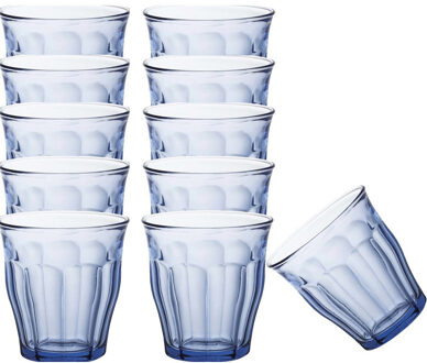 Duralex Drinkglazen/waterglazen Picardie - 12x stuks - blauw glas - 250 ML