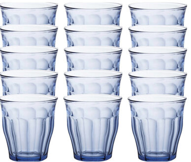 Duralex Drinkglazen/waterglazen Picardie - 18x stuks - blauw glas - 250 ML