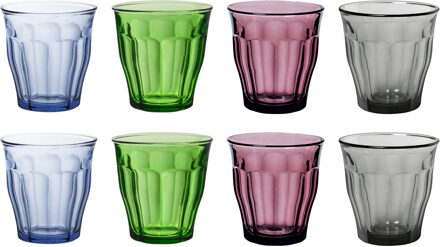 Duralex Drinkglazen/waterglazen Picardie - 8x stuks - gekleurd glas - 250 ML