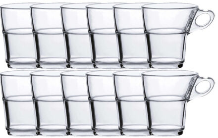 Duralex Espresso glazen Caprice transparant - 12x stuks - 90 ml - Koffie/espresso kopjes van glas
