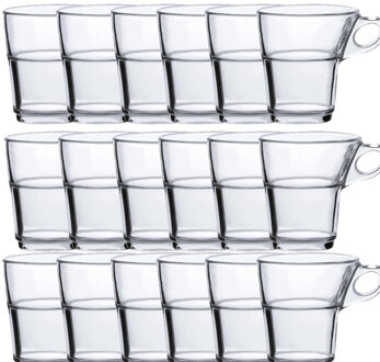 Duralex Espresso glazen Caprice transparant - 18x stuks - 90 ml - Koffie/espresso kopjes van glas