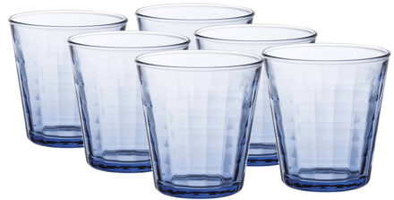 Duralex koffie/espresso glazen Prisme - waterglazen/drinkglazen - blauw - 170 ml - Koffie- en theeglazen