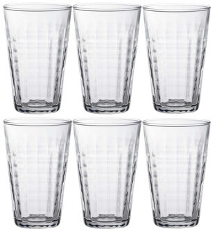 Duralex Longdrinkglazen Prisme - 6x stuks - glas - 330 ml - transparant - Koffie/thee glazen