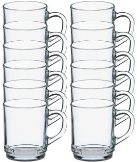 Duralex Theeglazen Versailles - 12x stuks - glas - 260 ml - transparant - met oor