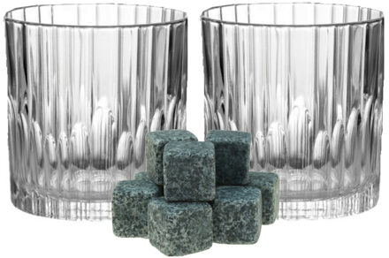 Duralex Whiskyglazen - set 6x stuks - 310 ml - 9x whisky ijsblokstenen - Cadeau set