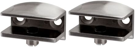 Duraline Plankdrager Clip Glas Vierkant S/2 Geborsteld Nikkel