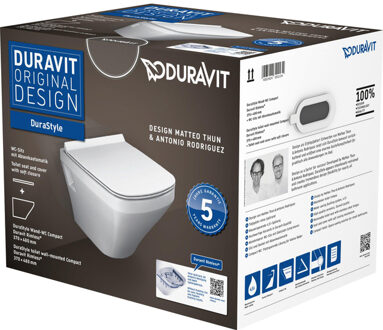 Duravit DuraStyle Compact wandcloset Softclose WC-zitting Rimless alpine wit