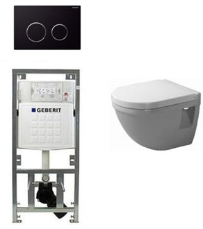 Duravit Philippe Starck 3 compact inbouwreservoir set softclose zitting afdekplaat sigma20 zwart 0290272/0314161/0701131/sw53746/ wit