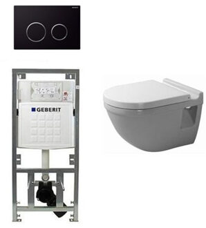 Duravit Philippe Starck 3 toiletset vlakspoel inbouwreservoir set bedieningsplaat sigma20 zwart 0314994/0314757/0701131/sw53746/ wit