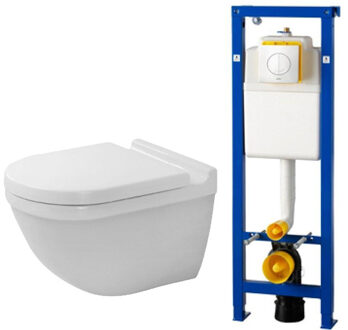 Duravit Starck 3 toiletset met inbouwreservoir wisa toiletzitting met softclose en argos bedieningsplaat wit 0290272/0704406/ga69956/