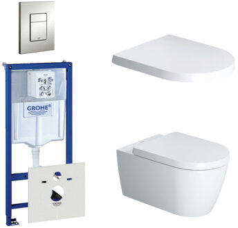 Duravit Starck Me Toiletset - inbouwreservoir - diepspoel - wandcloset - softclose - bedieningsplaat verticaal/horizontaal - mat chroom 0720002/0729205/0293433/0293435/ Wit