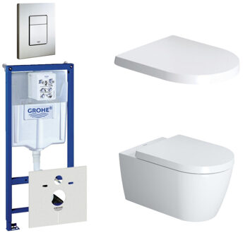 Duravit Starck Me Toiletset - inbouwreservoir - diepspoel - wandcloset - softclose - bedieningsplaat verticaal/horizontaal - RVS 0729205/0720026/0293433/0293435/ Wit