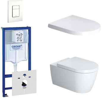 Duravit Starck Me Toiletset - inbouwreservoir - diepspoel - wandcloset - softclose - bedieningsplaat verticaal/horizontaal - wit 0720003/0729205/0293433/0293435/