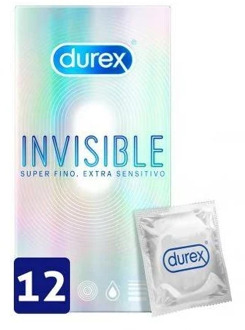 Durex Invisible Ultra Dunne Condooms 12 stuks Transparant - 56 (omtrek 11,5-12 cm)