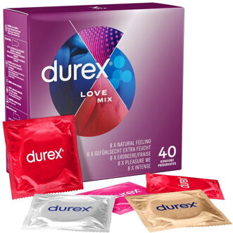 Durex Love Mix - Assortiment Van 40 Condooms Meerdere kleuren - 53 (omtrek 11-11,5 cm), 56 (omtrek 11,5-12 cm)