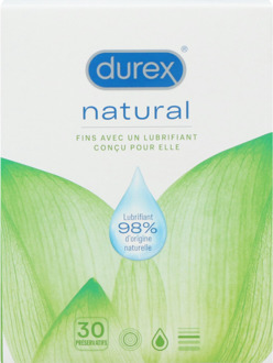 Durex Natural Condooms Met Glijmiddel Op Waterbasis 30 stuks Transparant - 56 (omtrek 11,5-12 cm)