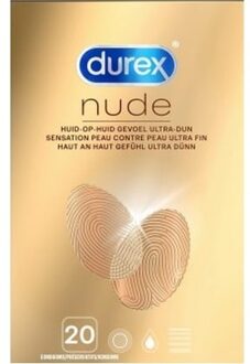 Durex Nude Classic Condooms (latex) 20 stuks Transparant - 53 (omtrek 11-11,5 cm)