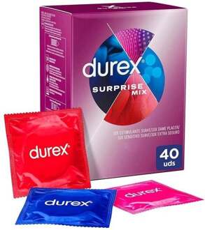 Durex Surprise Me Mix - Assortiment Van 40 Condooms Transparant - 53 (omtrek 11-11,5 cm), 56 (omtrek 11,5-12 cm)