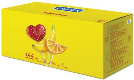 Durex Taste Me Condooms Met Smaak 144 stuks (grootverpakking) Rood, Groen, Geel, Meerdere kleuren, Oranje - 53 (omtrek 11-11,5 cm)