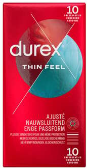 Durex Thin Feel Nauwsluitende Condooms - 10 Stuks Transparant - 53 (omtrek 11-11,5 cm)