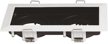 Durham Dubbel LED Inbouwspot - Kantelbaar armatuur - 10x18 cm - GU10 Fitting incl. lamphouder - Vierkant - IP20 voor binnen - Wit